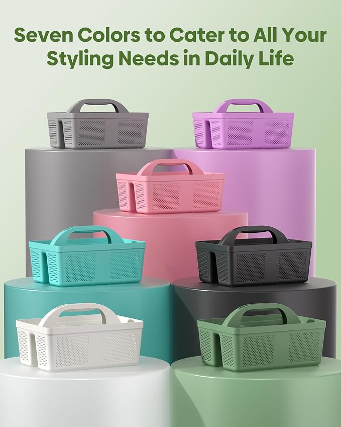 4 Pack Portable Shower Caddy Basket with Handle, Plastic Cleaning Caddy Organizer for Bathroom, College Dorm, Kitchen & Laundry Room, Divided Storage Tote for Toiletries and Cleaning Supplie