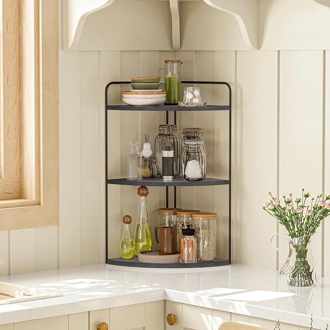 Bathroom Counter Organizer, Vanity & Makeup Countertop Organizer | Corner Bathroom Counter Organizer, Bathroom Sink Organizer, Bathroom Counter Shelf, Countertop Organizer, Corner Desk Shelf