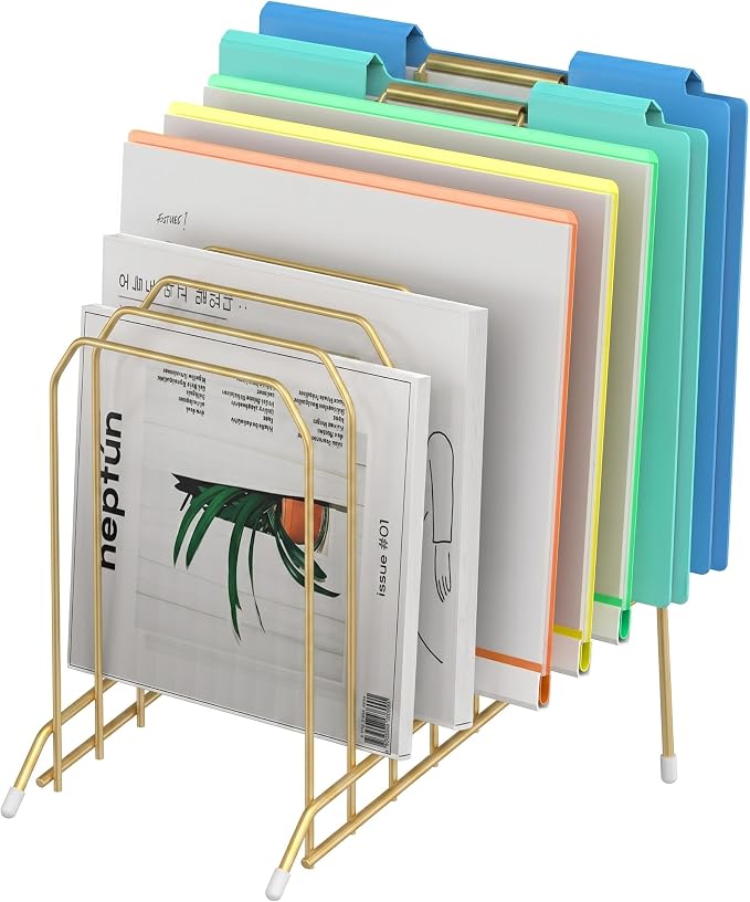 Incline Sorter Desk File Organizer, Metal Desk Magazine Folder Holder with 8-Section Vertical Compartments Rack File Organizer for Office, Home, School