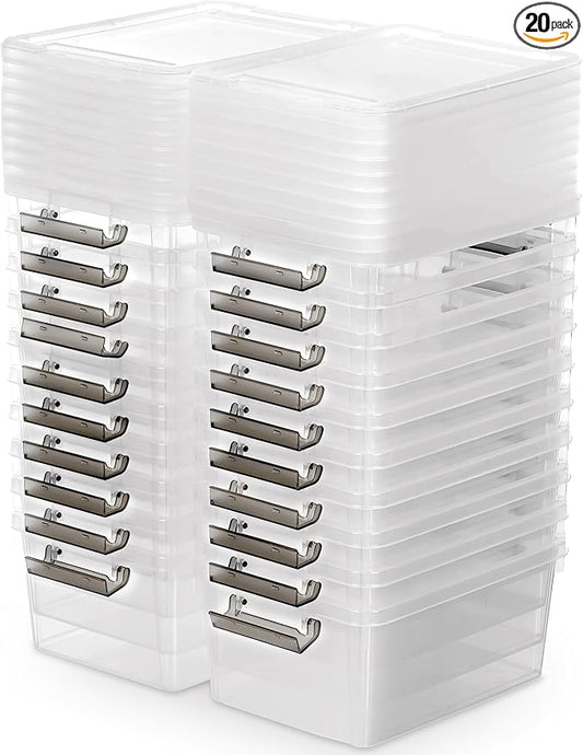Citylife 20Packs 1.3Qt Small Storage Bins with Lids,Stackable Clear | Plastic Containers for Beads, Buttons, Sewing Supplies, Office Supplies
