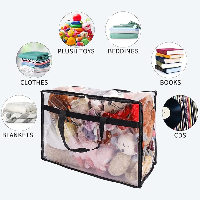 Blanket Storage Bags 4 Pack 60L Clothes Comforter Bedding Container Clear