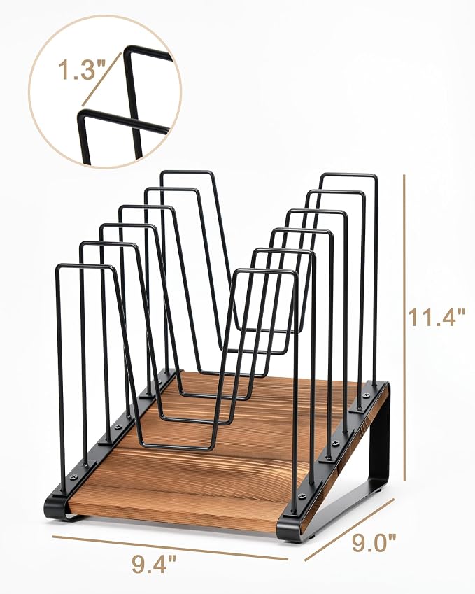HULISEN 2 Pack Desk File Organizer, 5-Section Desktop File Folder Holder | Visible Tiered Design, Metal Rack with Wood Base, Vertical Storage for Binders Documents & Magazines, Classroom Office Use