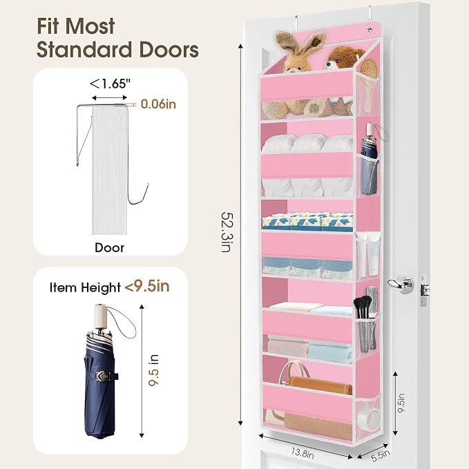 1Pack Over The Door Organizer Large Capacity Hanging Storage Room Organizer | 40 lb Capacity, Ultra-Sturdy, Foldable, Mesh Design with Clear Window, Space-Saving Organizer for Pantry, Nursery & Closet