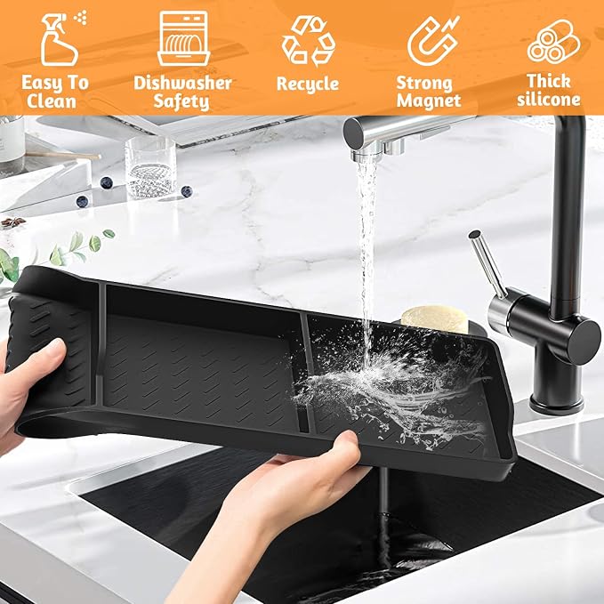 Foeacry Magnetic Stove Top Shelf 30"/15", 2-Piece Silicone Over the Stove Shelf Spice Rack & Spice Organizer — Heat Resistant, No Drill Kitchen Storage Organizer for Gas & Electric Stoves