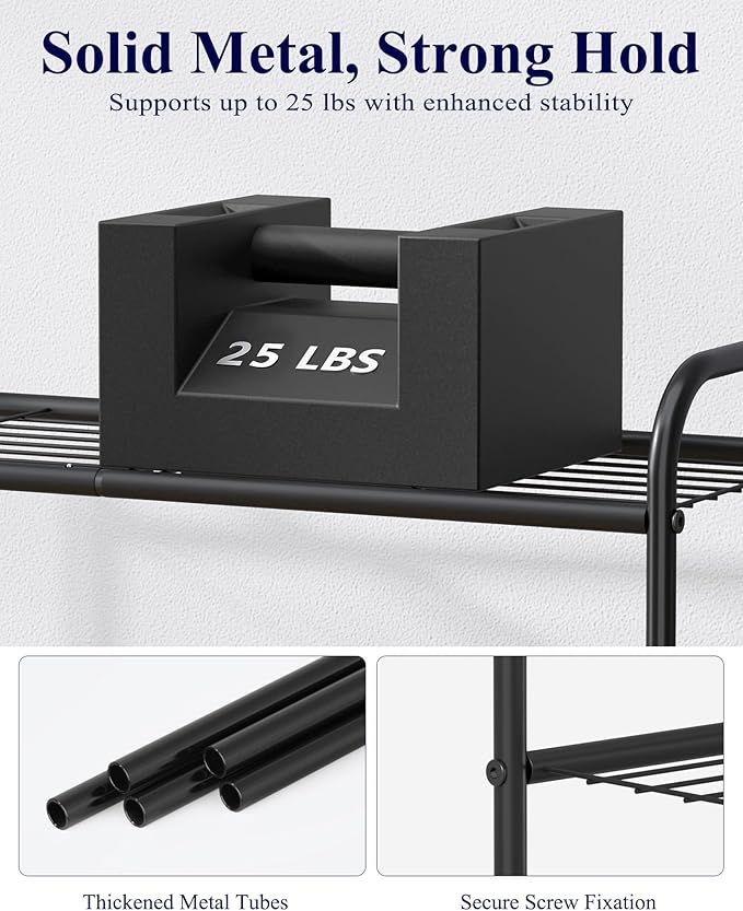 Kitsure Stainless Steel Shoe Rack Organizer, 25.6" Wide - 3 Tier, Black | Sturdy Shoe Rack for Closet and Entryway, Free Standing Shoe Shelf, Closet Organizers and Storage