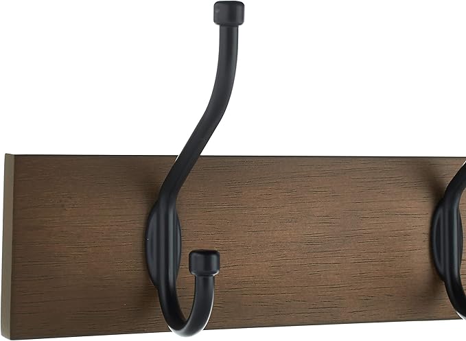 Amazon Basics Rectangular Farmhouse Wall-Mounted Coat Rack for Entryway and Bedroom, Storage Organizer, 5 Hooks, Barnwood | Farmhouse