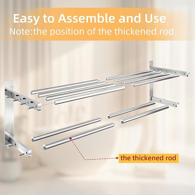 Taaji Towel Racks for Bathroom 24 inch, 2 Tier with Towel Bars, Brushed | Stainless Steel Towel Rack with Shelf, Bathroom Shelf for Towels Storage, Wall Mounted