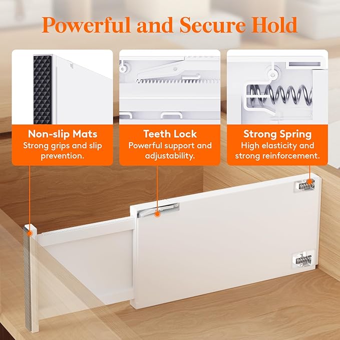 Lifewit 8 Pack 6" High Drawer Dividers 34-56cm/13.5-22" Adjustable Drawer Organizer for Clothes/Utensils, Expandable Drawer Separator in Dresser/Kitchen/Bedroom/Office Organization & Storage White
