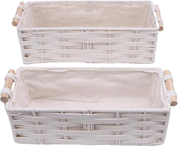 2X woven storage basket, set of bohemian decorative baskets, rattan woven decorative storage baskets suitable for home decoration, bedroom