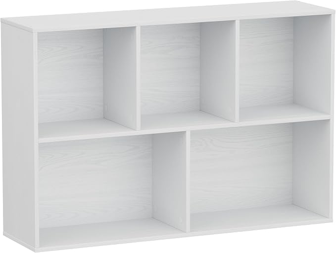 5 Cube Storage Organizer, Wooden Cube Shelves with Closed Back Panel, Reversible Bookcase, Cubes Closet Organizer for Home, Living Room, Kids Room, Office, Bedroom, Study, Hallway