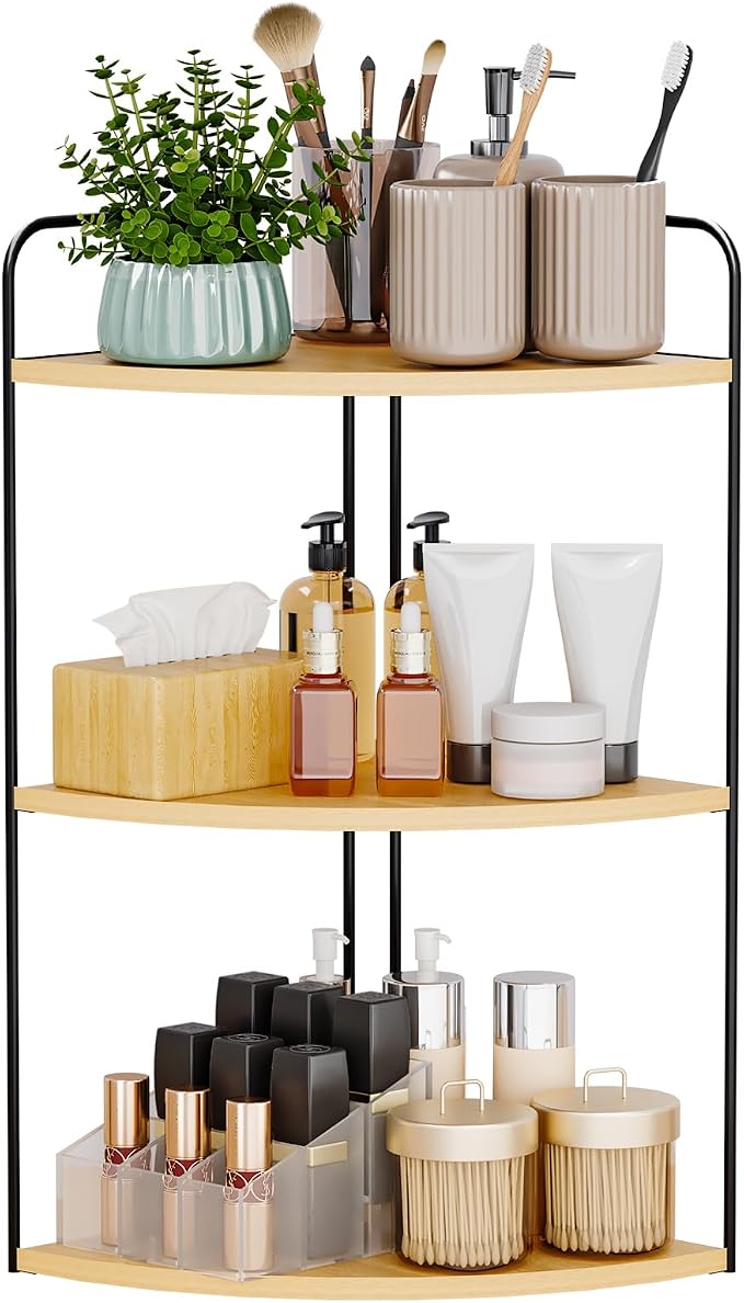 Bathroom Counter Organizer, Vanity & Makeup Countertop Organizer | Corner Bathroom Counter Organizer, Bathroom Sink Organizer, Bathroom Counter Shelf, Countertop Organizer, Corner Desk Shelf