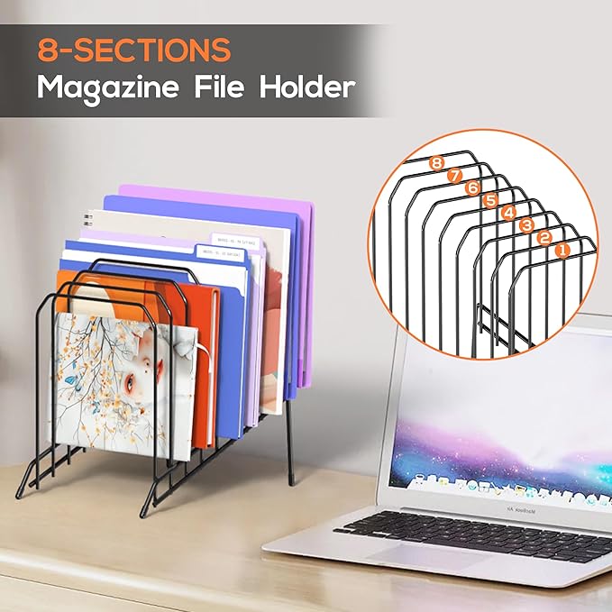 Gawerk Incline Desk Magazine Folder Holder File Organizer with 8-Section