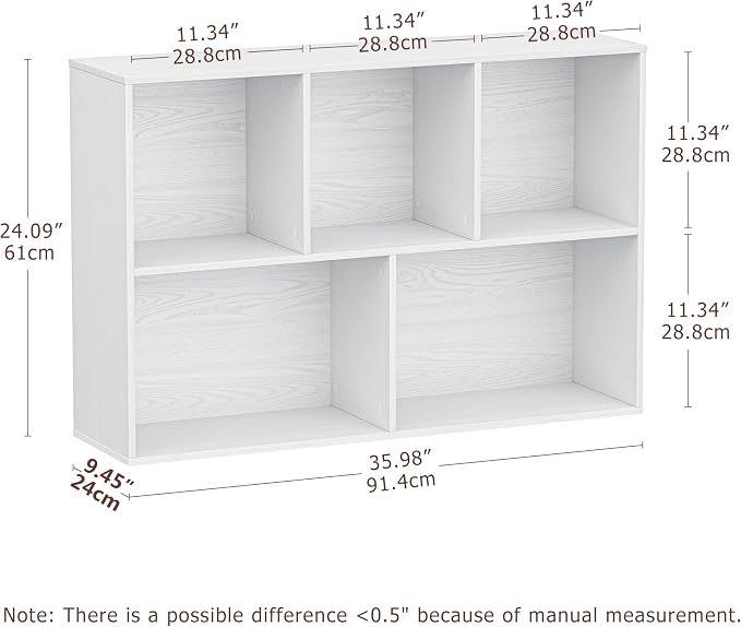 5 Cube Storage Organizer, Wooden Cube Shelves with Closed Back Panel, Reversible Bookcase, Cubes Closet Organizer for Home, Living Room, Kids Room, Office, Bedroom, Study, Hallway