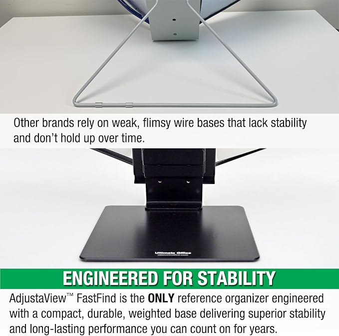 Ultimate Office FASTFIND 10-Pocket Desk Reference Display Organizer, Black | Compact, Heavy-Duty Weighted Metal Base Keeps Your Display Organizer Firmly in Place. Flip to Find Your Documents in Seconds