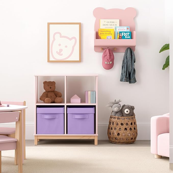 ShellKingdom Storage Bins, Foldable Fabric Storage Cube with Lid for Closet | Clothes Storage Organizer Drawer For Closet Toys Storage, 10.5 X 10.5 X 11 INCH, 2 Pack (Lavender)