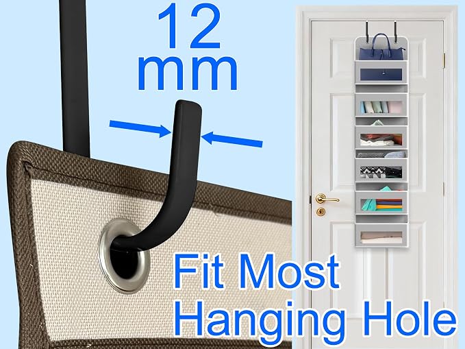 Single Over Door Steel Hooks 4 Pack Fit 1-3/8" Door 5.5" Black | Plastic Coated Rubber Feel Towel Rack Robe Coat Shoe Wreath Hanger No Damage No Scratch for Bathroom Heavy Duty Thin Top