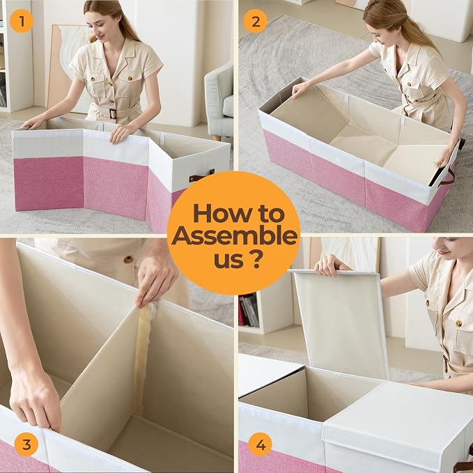 Extra Large Toy Box with Lid,Collapsible Toy Storage Chest Bin,Pink | 40"x14"x16",150L Large Capacity,Sturdy Kids Organizer,Toybox,Toy Bin for Boys & Girls,Living Room,Nursery,Bedroom,Playroom