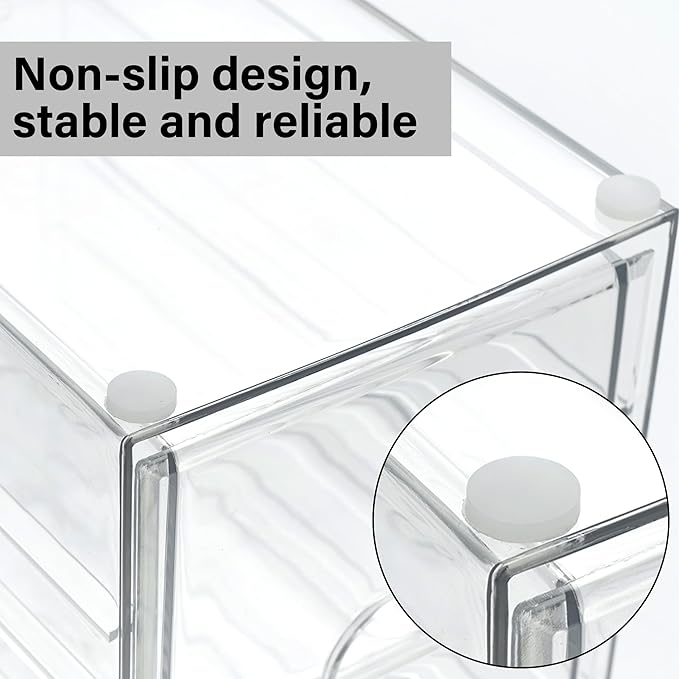 Prsildan 15 Drawers Teacher Toolbox Acrylic Containers, Set of 3 | Clear, Pens Markers Stickers Hardware Storage, Office Desk Kitchen Cabinet Garage Organizer