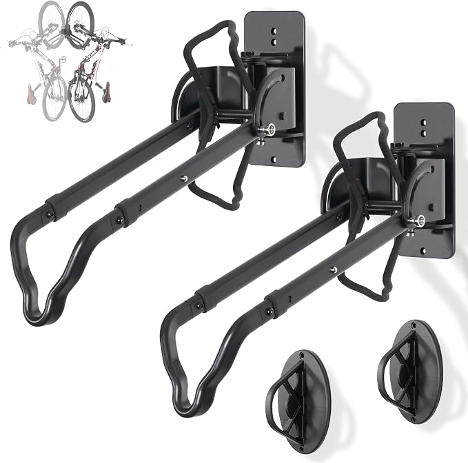 CyclingDeal Swivel Bike Wall Mount Rack - Vertical Adjustable Foldable Bicycle Parking Rack with Wheel Holder - for 20"-29" MTB 700C Road Bikes Home Garage Storage