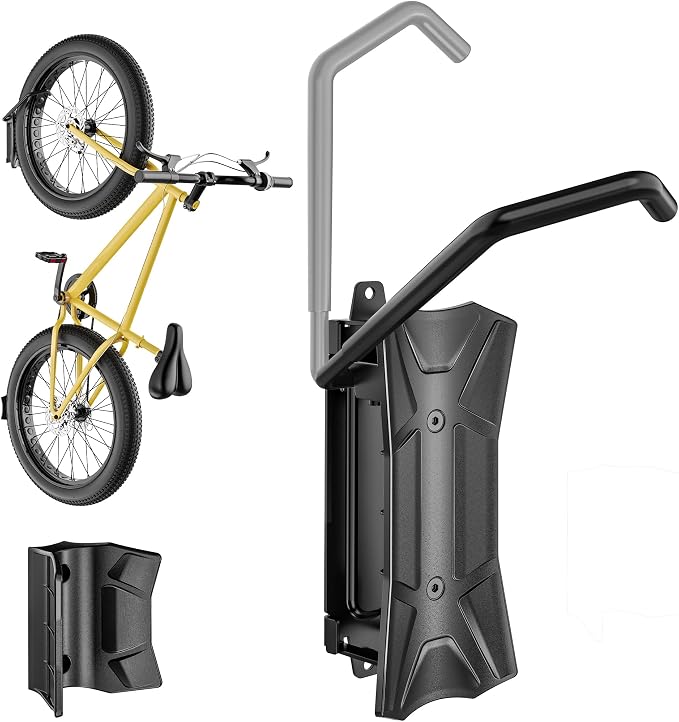 monTEK Swivel Bike Wall Mount for Fat Tire, Up to 4.5" Tire Width, 1 Pack | Swivel Bike Wall Hanger, Holds Up to 77lbs, Space-Saving Bike Rack, Heavy Duty Bike Storage for Garage Tool Room Storehouse