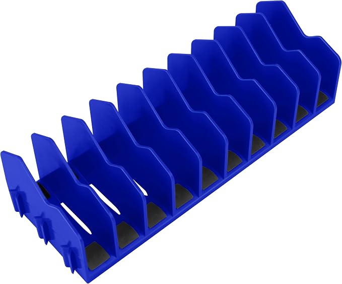 HURRICANE Plier Organizer Rack, 10-Slot Pliers Cutters Rack with Non-Slip Rubber Base, Tool Organizer, Tool Drawer Toolbox torage, Blue, Extendable Design, Fit 3” H, 1 Pack