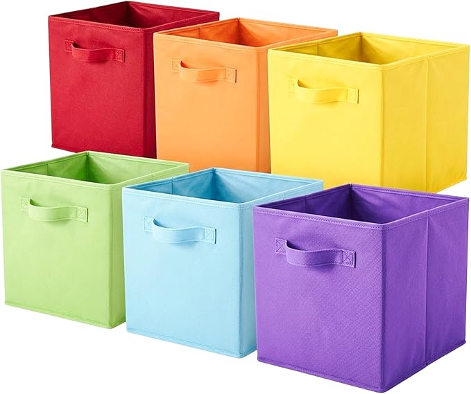 ShellKingdom Storage Bins, Foldable Fabric Storage Cubes And Cloth Storage | Storage Organizer For Closet And Toys, 10.5x10.5x11 INCH, 6 Pack (Multi Colors)