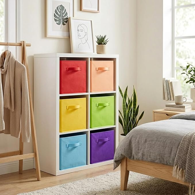 ShellKingdom Storage Bins, Foldable Fabric Storage Cubes And Cloth Storage | Storage Organizer For Closet And Toys, 10.5x10.5x11 INCH, 6 Pack (Multi Colors)