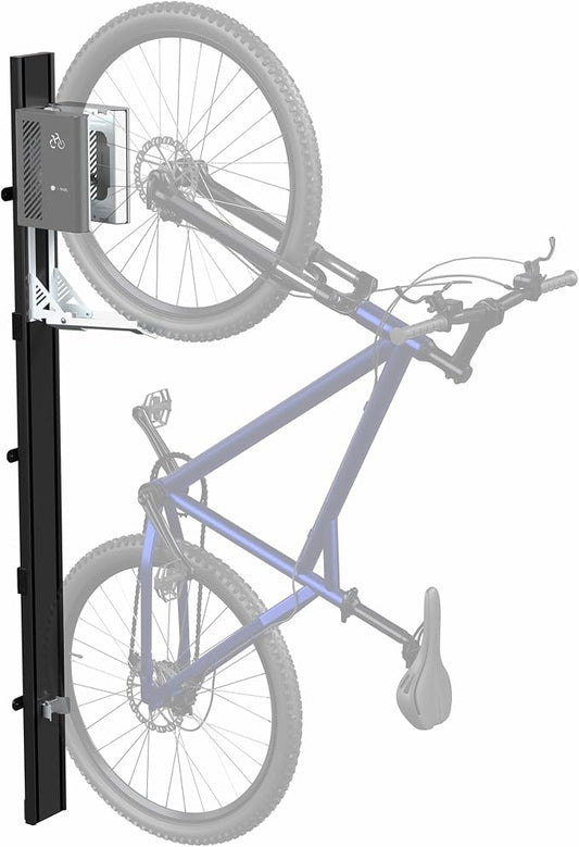 Vertical Wall-Mounted Bike Rack with Mechanical Lift, Easy Bicycle Storage, Black, LF-EBR1