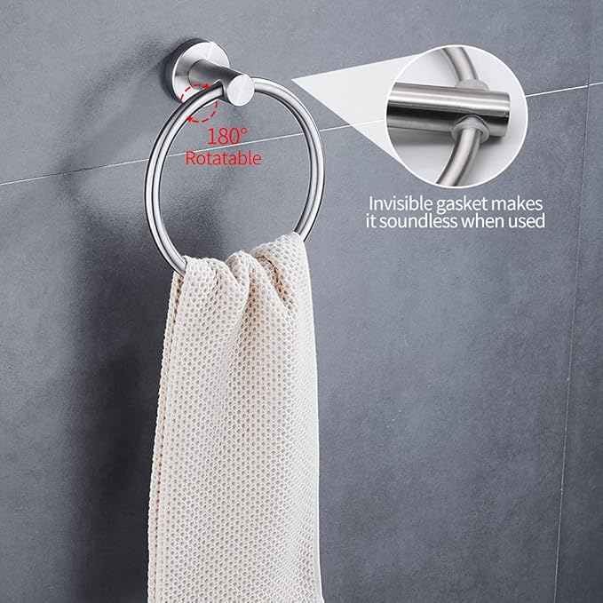 20pcs Brushed Nickel Bathroom Hardware Set | Including 16" Hand Towel Bars, Toilet Paper Holders, Towel Rings, Robe Towel Hooks