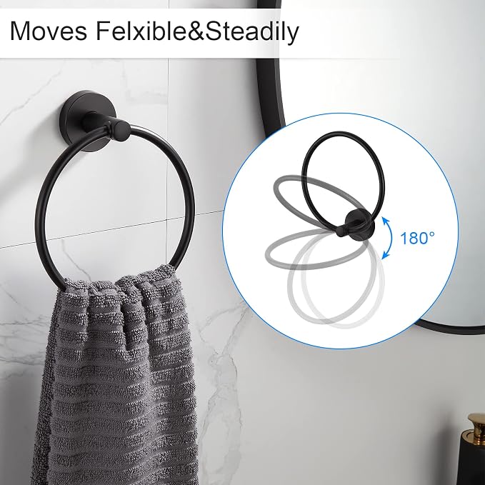BGL Bathroom Hardware Set Black Bathroom Accessory Set Towel Bar 8 Pieces