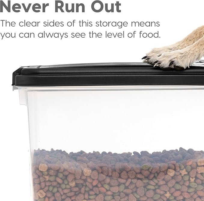 IRIS USA Dog Food Storage Container 30 lb + 11lb Airtight Combo, Stackable Pet Food Storage Bin with Wheels for Cat Dog Food, BPA Free, Made in USA, Black | Stackable Pet Food Plastic Storage Bins with Wheels for Cat and Dog Food, Made in USA