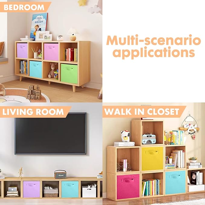 ShellKingdom Storage Bins, Foldable Fabric Storage Cube And Cloth Organizer | Storage Drawer For Closet And Toys, 13 X 13 X 13 INCH, 6 Pack (6 Colors)