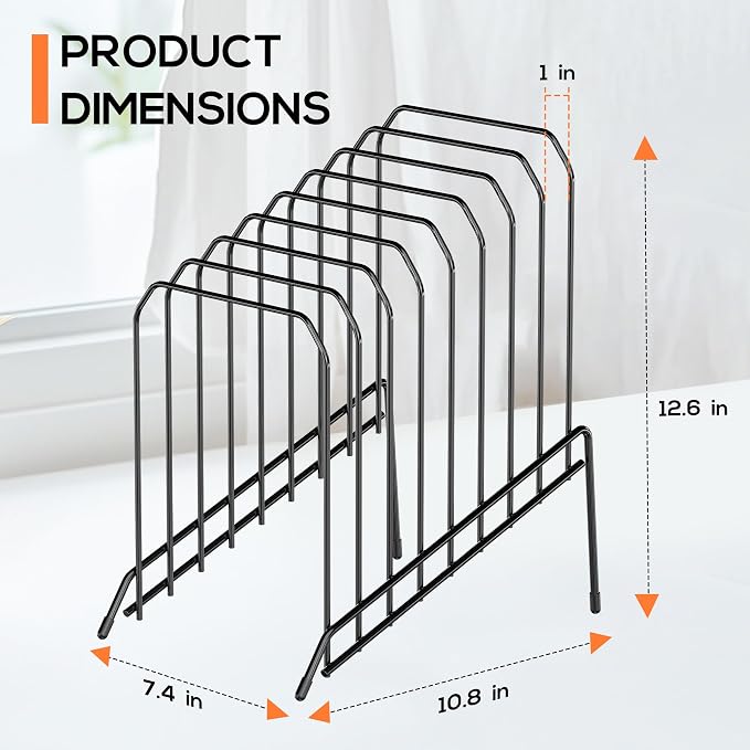 Incline Sorter Desk File Organizer, Metal Desk Magazine Folder Holder with 8-Section Vertical Compartments Rack File Organizer for Office, Home, School