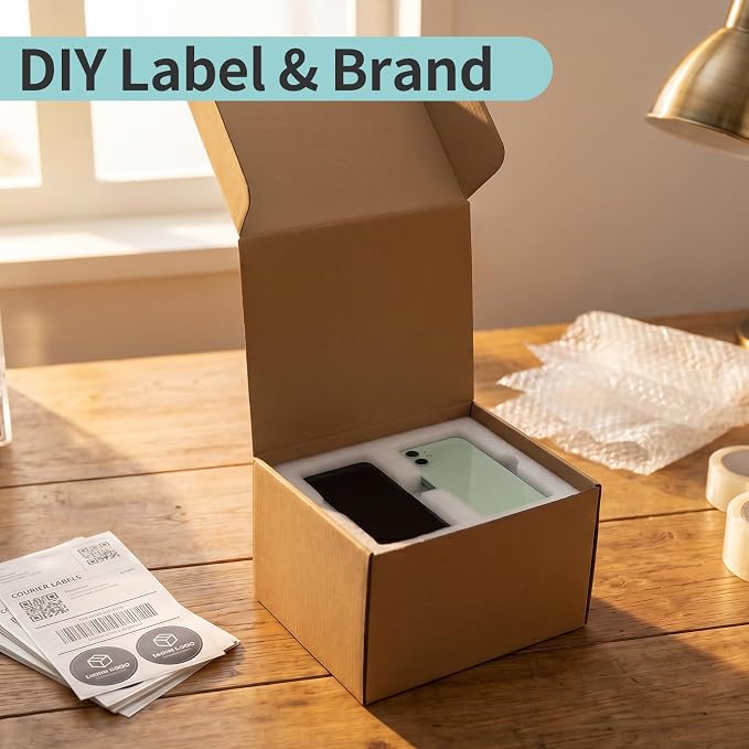 CRUGLA 10x8x6 Shipping Boxes, 15 Pack Brown Kraft Folding Mailer Boxes, 3-Ply Corrugated Cardboard Box Mailers for Small Business Packaging, Mailing & Storage