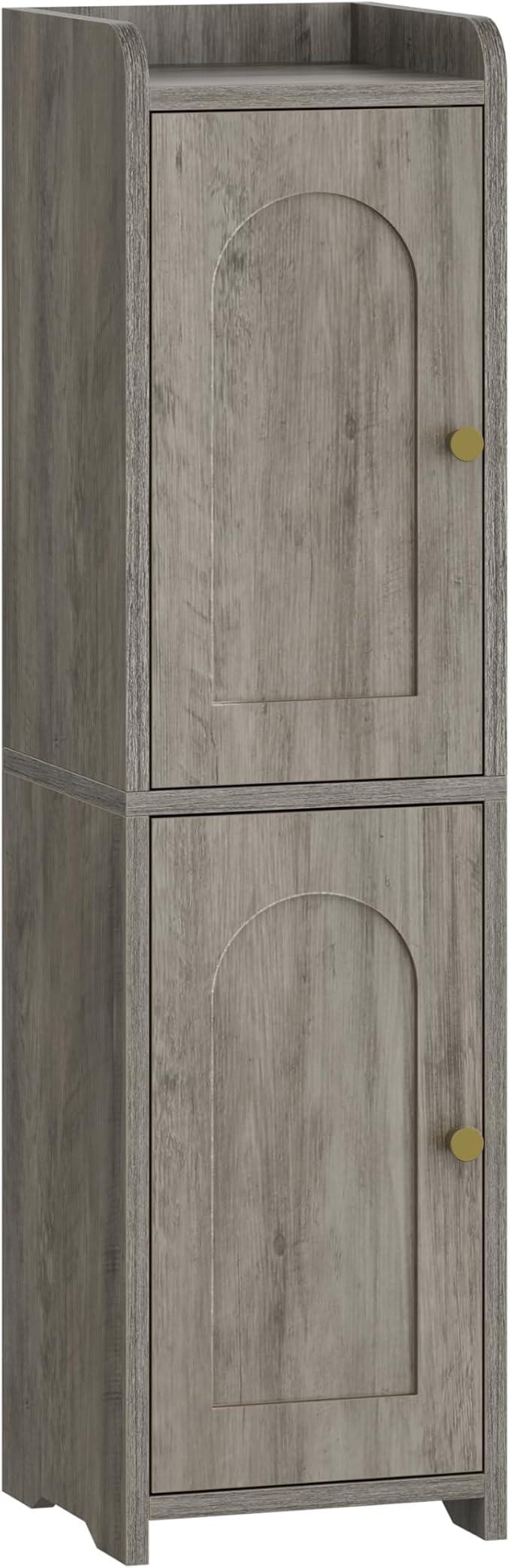 Hzuaneri Bathroom Storage Cabinet, Small Corner Floor Cabinet with 2 Doors | Narrow Toilet Paper Cabinets with Adjustable Shelf, Bathroom Organizer for Small Spaces, 7.9" D x 7.9" W x 29.5" H Greige