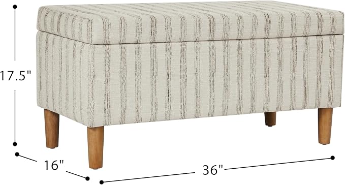 HomePop Malmo 36" Storage Bench - Gray & Cream Stripe