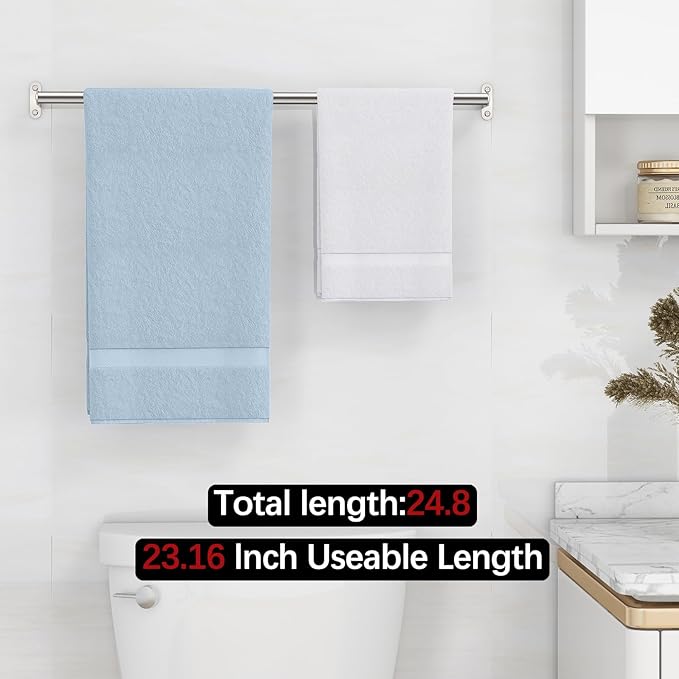 MKO Towel Bar for Bathroom Wall, 24 Inch Towel Rod Rack, Brushed Nickel | Heavy Duty Stainless Steel, Towel Racks for Bathroom, Wall Mounted, Hand Towel Holder