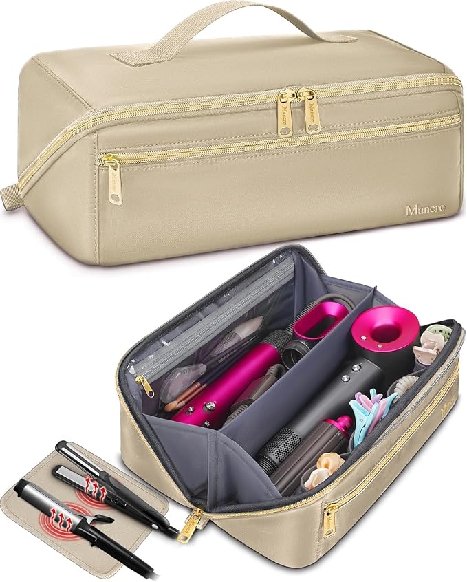 Mancro Hair Tools Travel Bag Compatible with Shark Flexstyle | Wide-open Hot Hair Tool Organizer with Separate Heat Resistant Mat, Hair Accessories Organizer for Straightener, Curling Iron