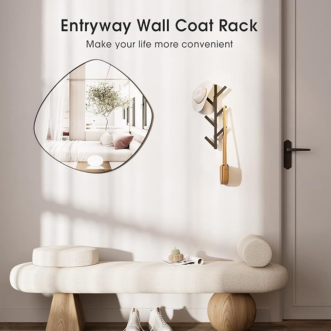 Vertical Coat Rack Wall Mounted 16 Inch,Metal Vertical Hat Rack for Wall, | Modern Coat Rack Tree for Hats, Jackets, Bags, Entryway Bedroom (Height 16")