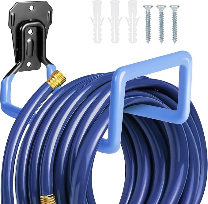 PeoMev Hose Holder Wall Mount Metal Hose Hook Garden Hose Rack | Heavy Duty Water Hose Reels for Outside Water Hose, Extension Cords