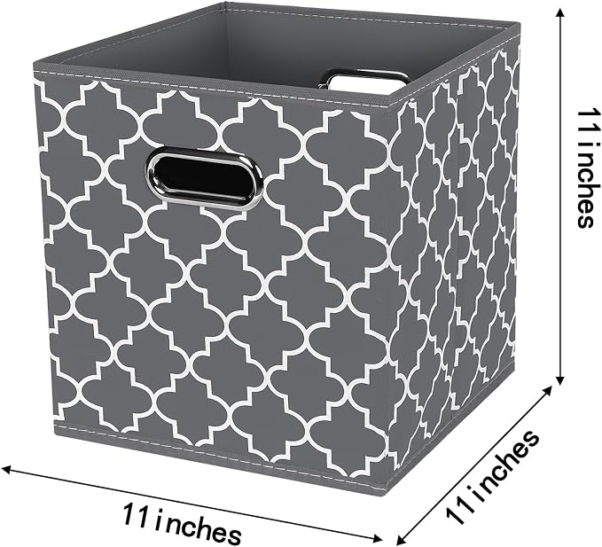 Fabric Cloth Storage Bins,Fabric Cube Organizer with Dual Handles Foldable Cube Storage Baskets for Home Bedroom Storage,Set of 3,(Gray Light)