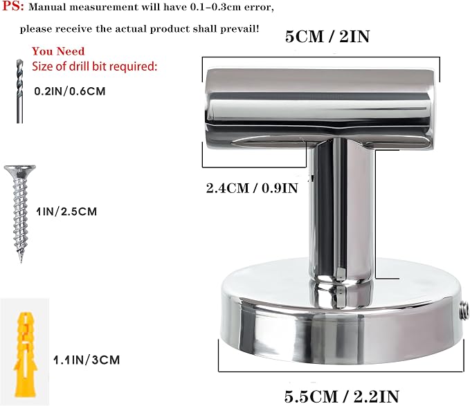 8 Pack Bath Towel Hooks, Wall Mount Towel Holder Chrome Finish Towel Rack, Heavy Duty Robe Coat Loofah Hooks for Shower, Kitchen,Hotel, Pool Tile, Brick Modern Style Decor Wall Hooks