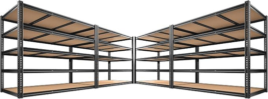 48" W Garage Shelving, Garage Storage Shelves Heavy Duty 3000LBS, Adjustable Metal Shelving Unit 5 Tire Industrial Shelving for Warehouse, Pantry, Closet, Kitchen, 72" H x 48" W x 18" D, Black, 4PCS