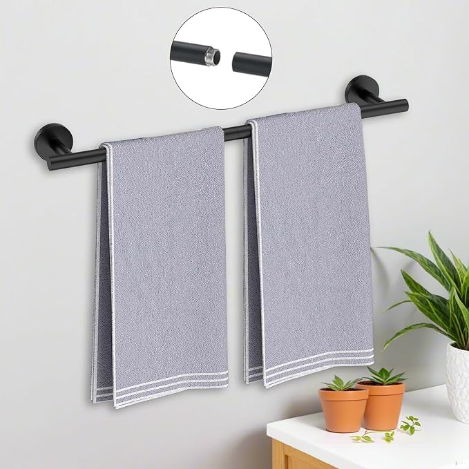 Black Bathroom Accessories Set, 7 Pieces Black Towel Bar Bathroom Hardware Set, 24 Inch Towel Racks for Bathroom, SUS304 Stainless Steel Bathroom Towel Holder Toilet Paper Holder Wall Mounted