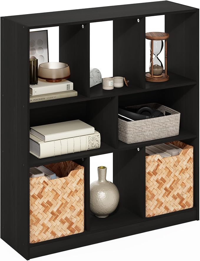 8-Cube Horizontal Cube Bookcase, Storage Organizer Bookshelf, Book Shelf, 10.9 x 35.4 x 39.4, for Bedroom, Living Room, Home Office, Espresso