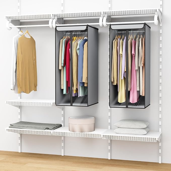 Univivi Garment Bags for Hanging Clothes, Cloth Bag 40 In, 1 PCS, Grey | Large Capacity, Easy Assembly, Clear Window, Dustproof, Durable Zipper, Hanging Garment Storage Bag for Suit, Coat, Dress