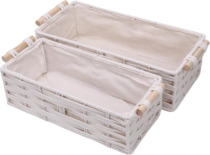 2X woven storage basket, set of bohemian decorative baskets, rattan woven decorative storage baskets suitable for home decoration, bedroom