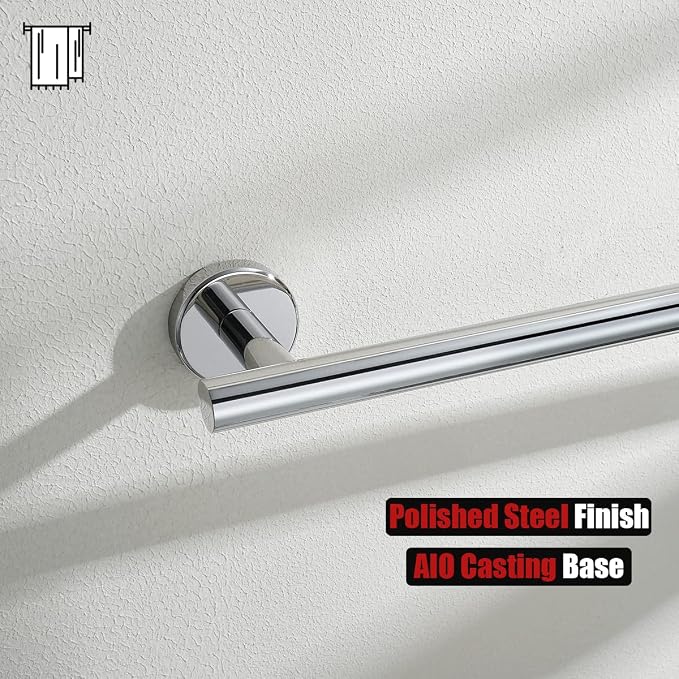 JQK Towel Bar Polished Steel, 19 Inch 304 Stainless Steel Thicken 0.8mm Towel Rack Chrome Bathroom, Towel Holder Wall Mount, Useable Length 16 Inch TB110L16-CH