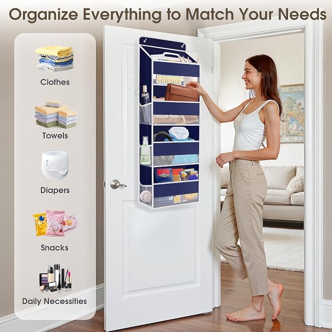 2 Pcs Over The Door Organizer Large Capacity Hanging Storage Room Organizer | 40 lb Capacity, Ultra-Sturdy, Foldable, Mesh Design with Clear Window, Space-Saving Organizer for Pantry, Nursery & Closet