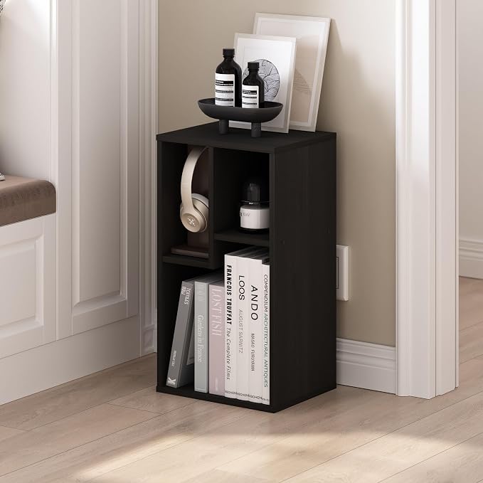 Furinno DALY Book Shelf, 3-Cube Bookshelf, Cube Storage Organizer Bookcase with Irregular Compartments, 9.4 x 11.7 x 21.3, for Living Room, Bedroom, Home Office, Espresso